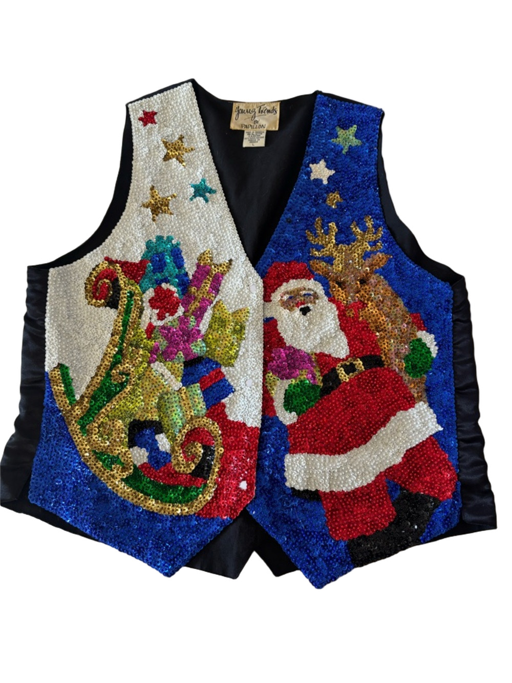 Vintage Papillon Sequin Christmas Vest